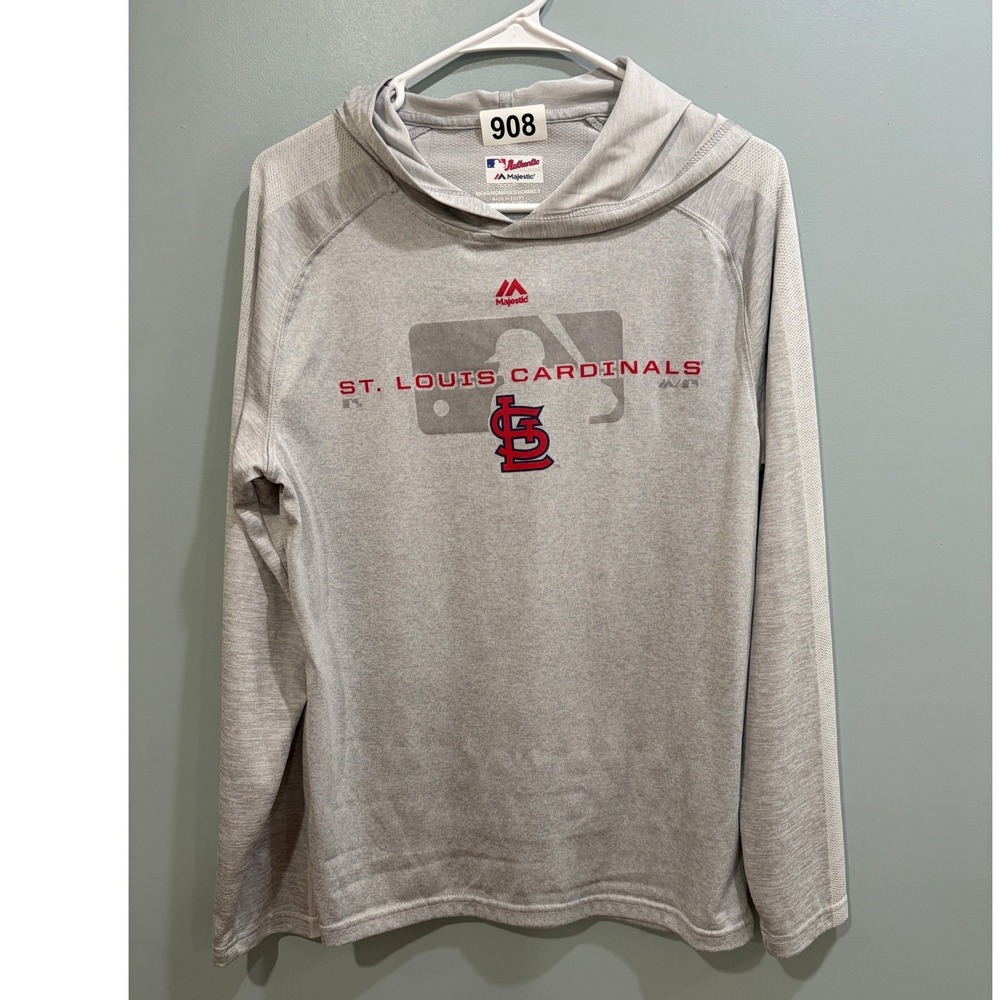 Majestic St Louis Cardinals MLB Authentic Collection Gray Hoodie Mens Small